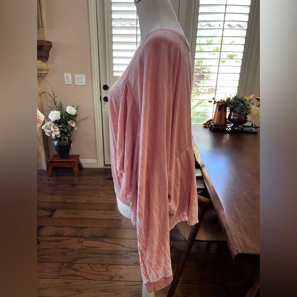 We The Free Salmon Pink Draped Layered Oversized Sweatshirt Top M Boho Artsy - Picture 4 of 11